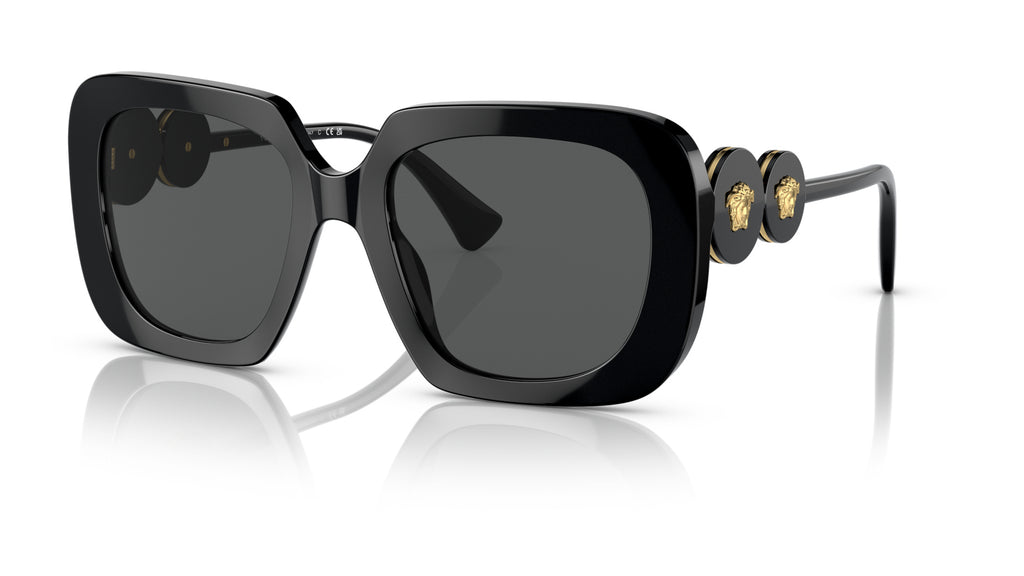 Lunettes de soleil Versace VE4434 GB1/87 – Noir – vue de trois quarts.