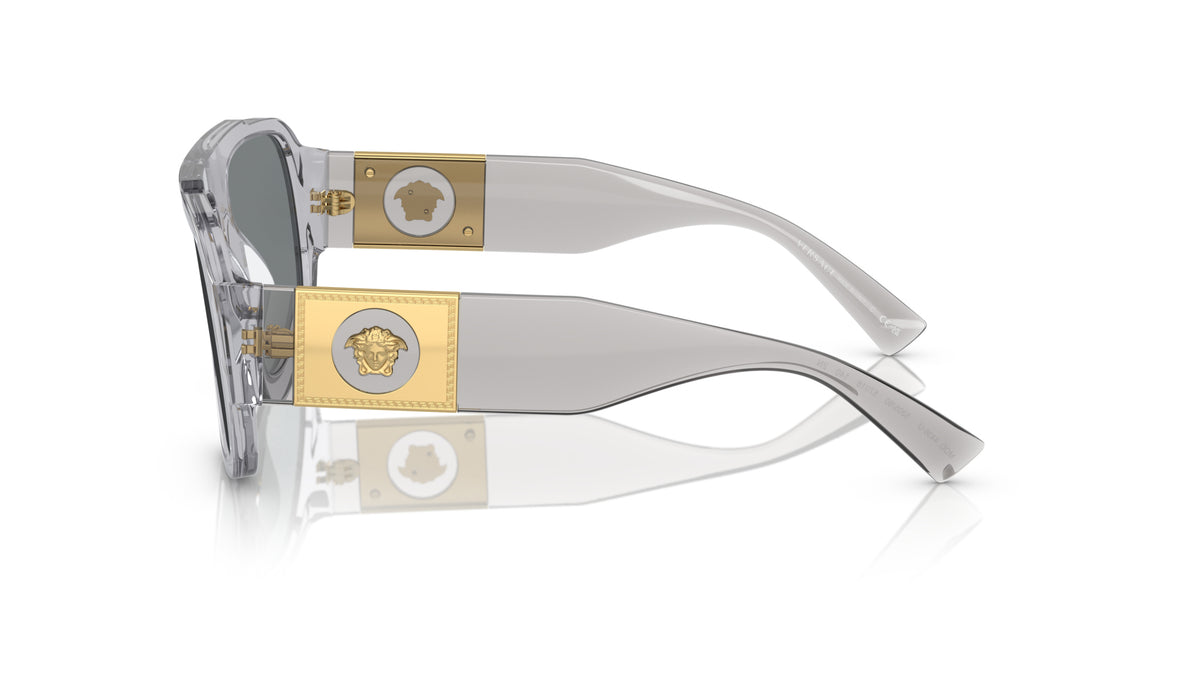 Lunettes de soleil Versace VE4436U 530580 – Transparent Gris – vue de profil.