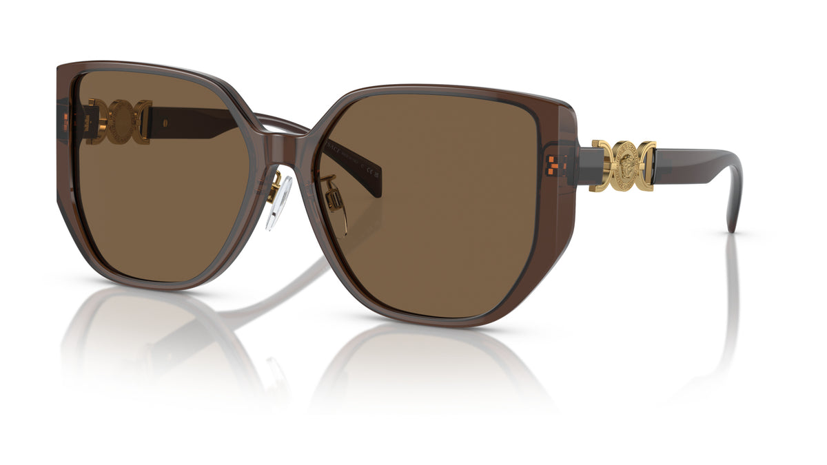 Lunettes de soleil Versace VE4449D 541673 – Transparent Marron – vue de trois quarts.
