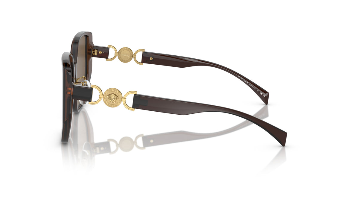 Lunettes de soleil Versace VE4449D 541673 – Transparent Marron – vue de profil.