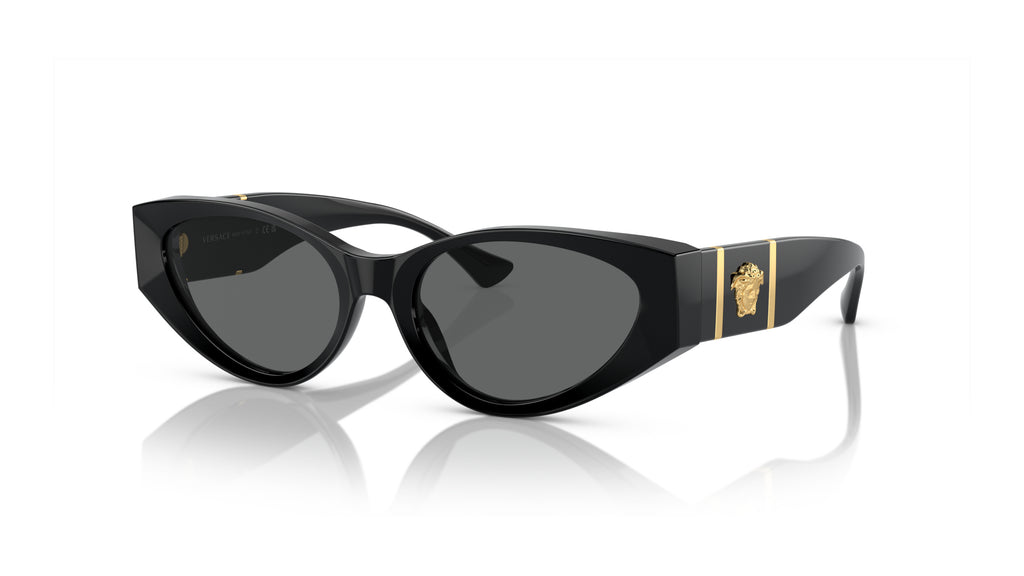 Lunettes de soleil Versace VE4454 GB1/87 – Noir – vue de trois quarts.