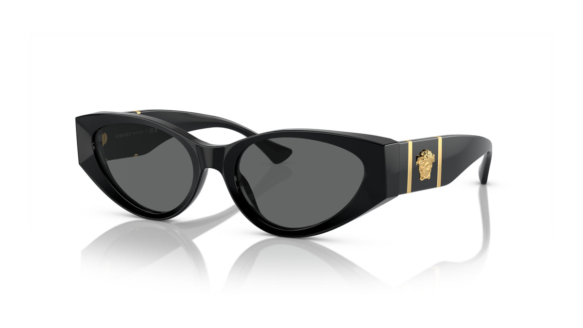 Lunettes de soleil Versace VE4454 GB1/87 – Noir – vue de trois quarts.