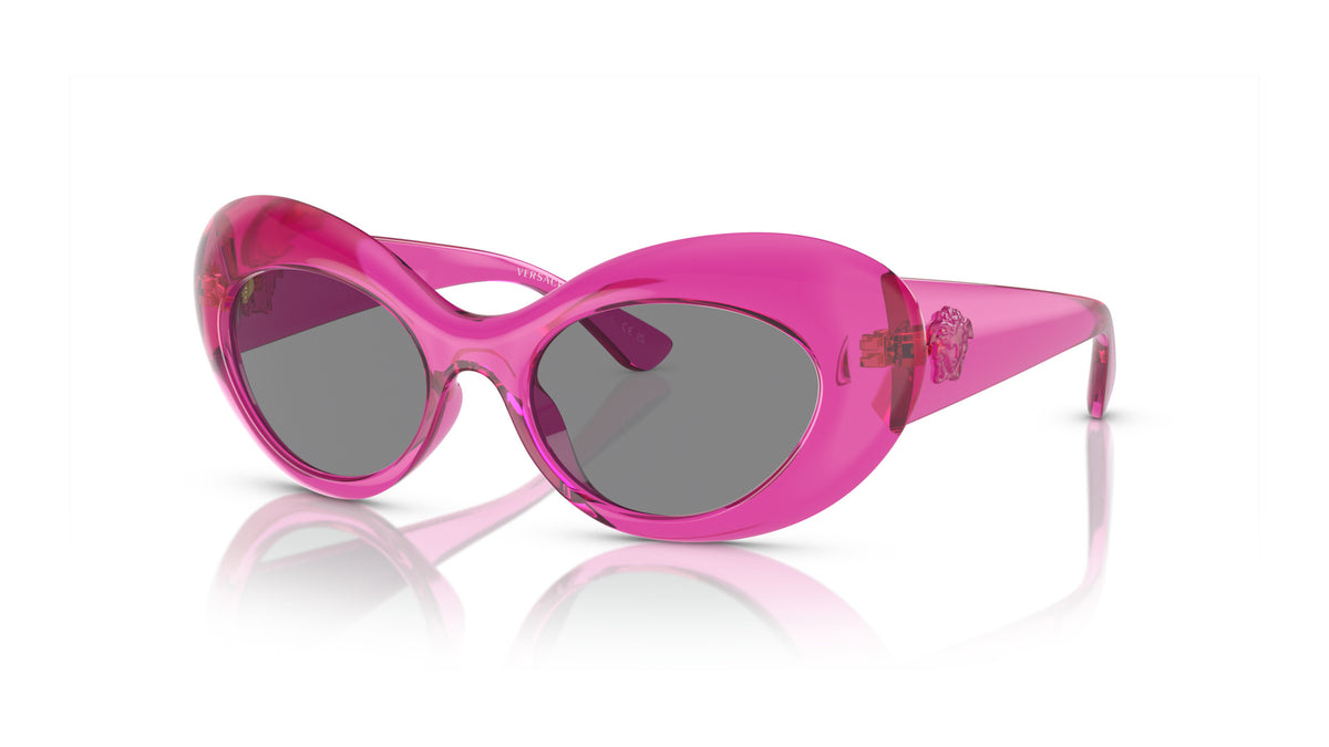 Lunettes de soleil Versace VE4456U 533487 – Rose transparent – vue de trois quarts.