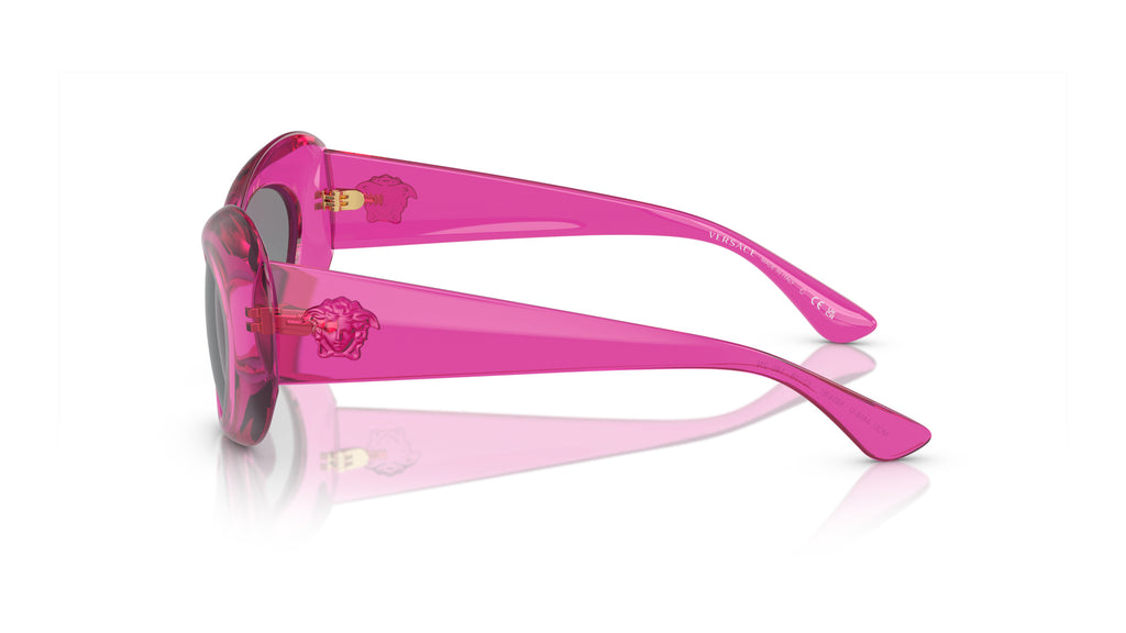 Lunettes de soleil Versace VE4456U 533487 – Rose transparent – vue de profil.