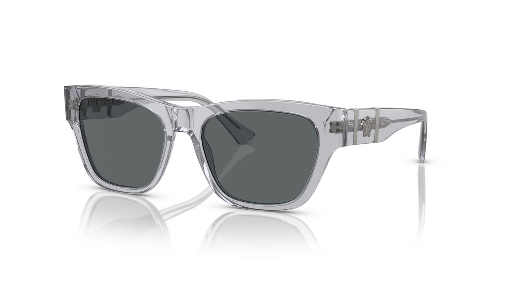 Lunettes de soleil Versace VE4457 543287 – Gris Transparent – vue de trois quarts.