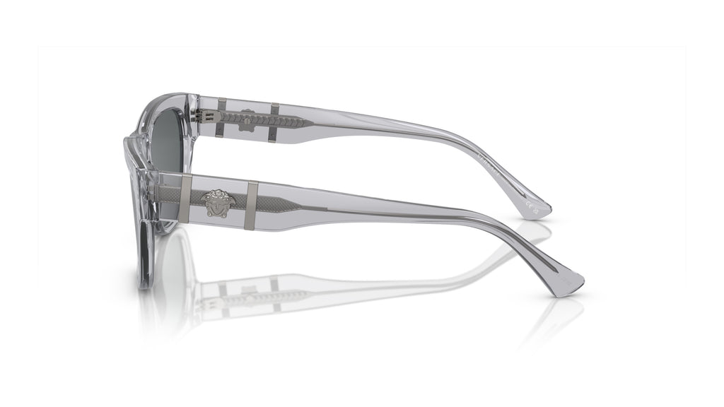 Lunettes de soleil Versace VE4457 543287 – Gris Transparent – vue de profil.