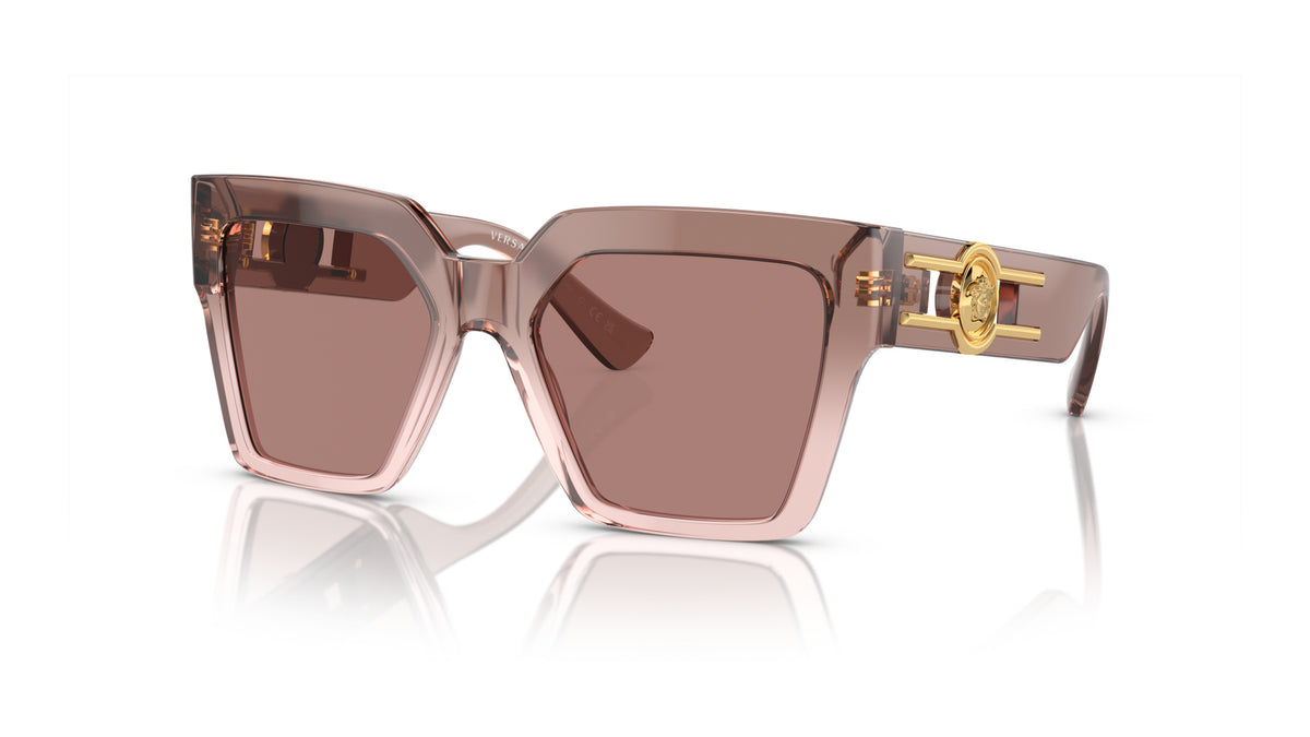 Lunettes de soleil Versace VE4458 543573 – Marron transparent – vue de trois quarts.