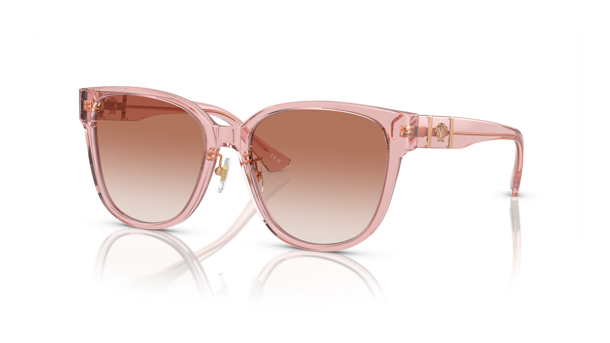 Lunettes de soleil Versace VE4460D 543413 – Pêche Transparent – vue de trois quarts.