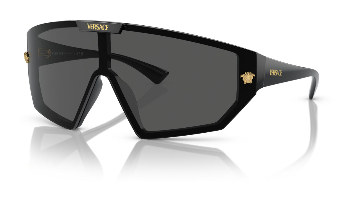 Lunettes de soleil Versace VE4461 GB1/87 – Noir – vue de trois quarts.