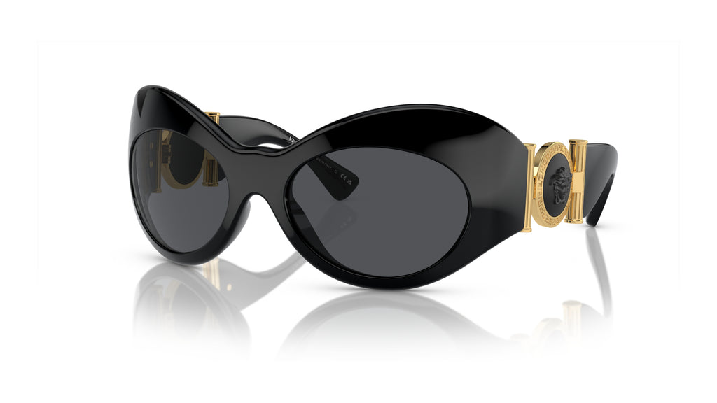 Lunettes de soleil Versace VE4462 GB1/87 – Noir – vue de trois quarts.