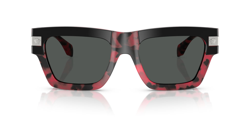 Lunettes de soleil Versace VE4464 545787 – Noir supérieur/rouge Havana – vue de face.