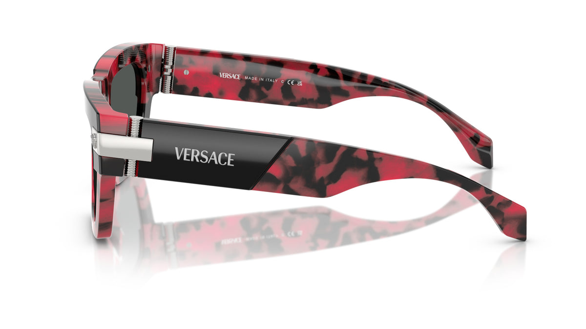 Lunettes de soleil Versace VE4464 545787 – Noir supérieur/rouge Havana – vue de profil.