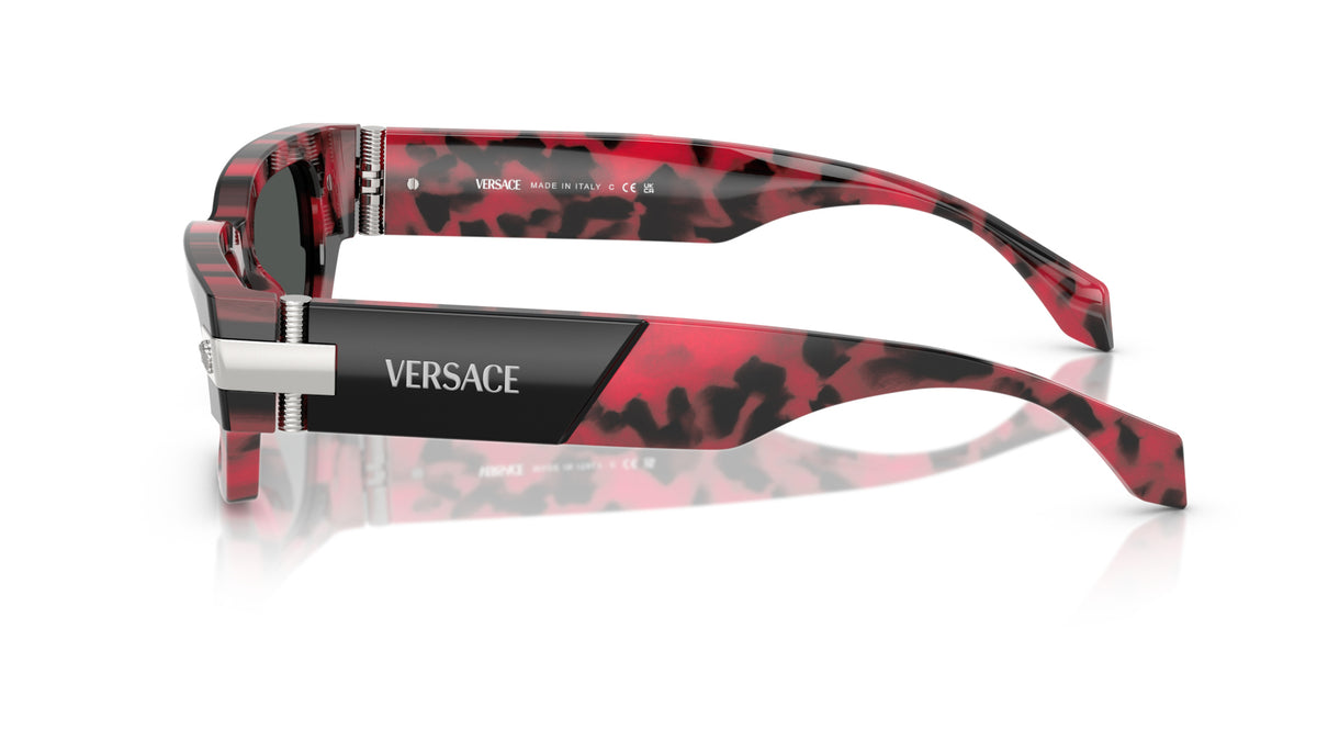Lunettes de soleil Versace VE4465 545787 – Noir supérieur/rouge Havana – vue de profil.