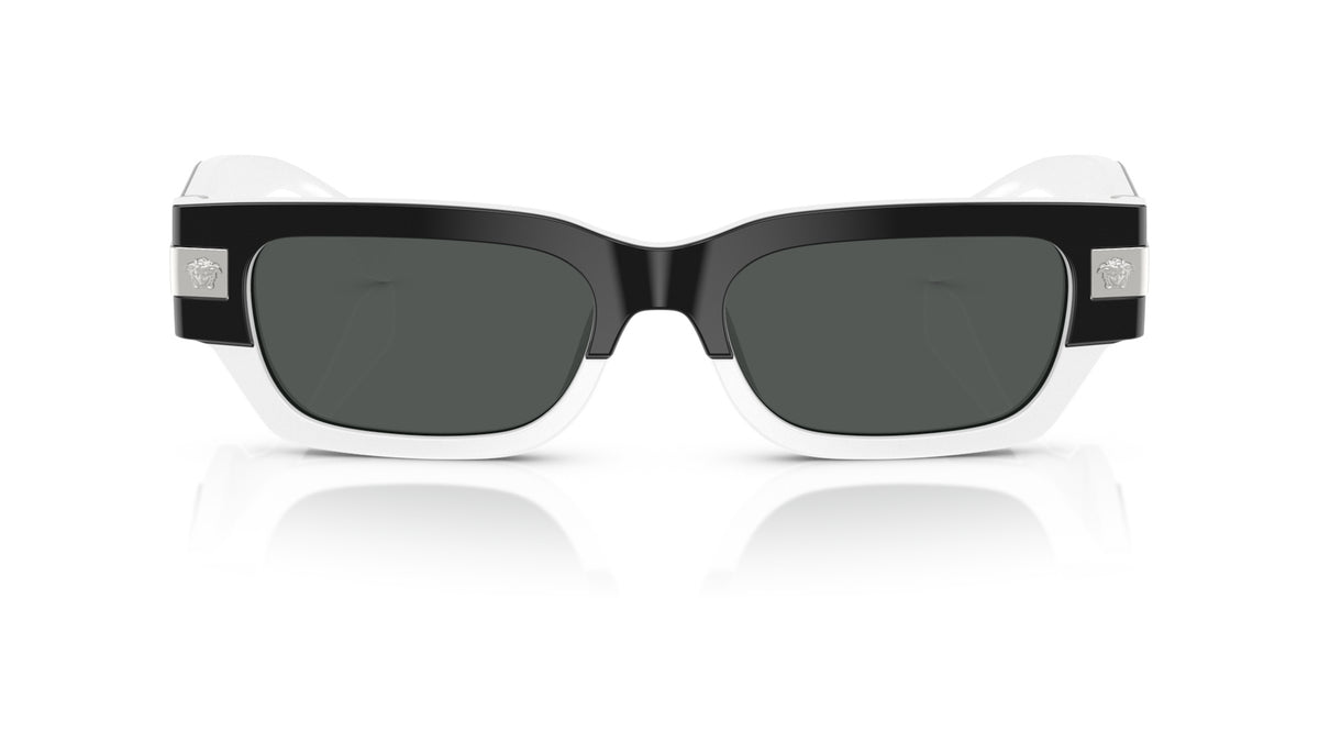 Lunettes de soleil Versace VE4465 545987 – Noir sur Blanc – vue de face.