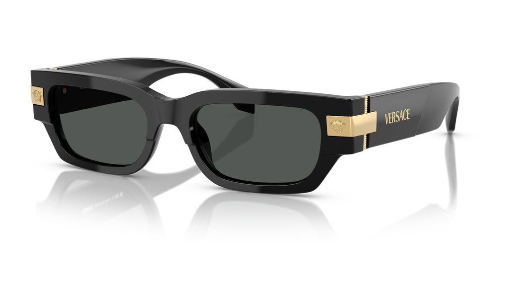 Lunettes de soleil Versace VE4465 GB1/87 – Noir – vue de trois quarts.