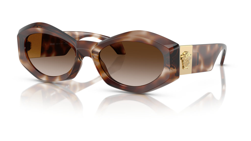 Lunettes de soleil Versace VE4466U 54613B – Havane – vue de trois quarts.