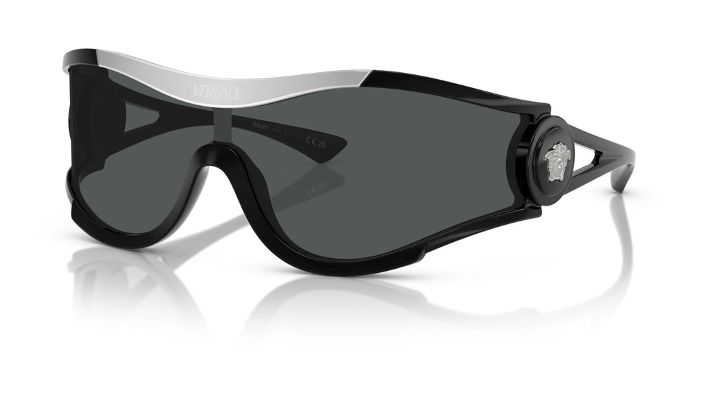 Lunettes de soleil Versace VE4475 GB1/87 – Noir – vue de trois quarts.