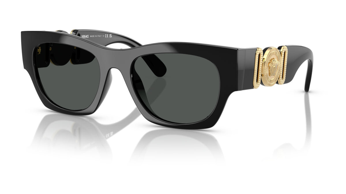 Lunettes de soleil Versace VE4479U GB1/87 – Noir – vue de trois quarts.