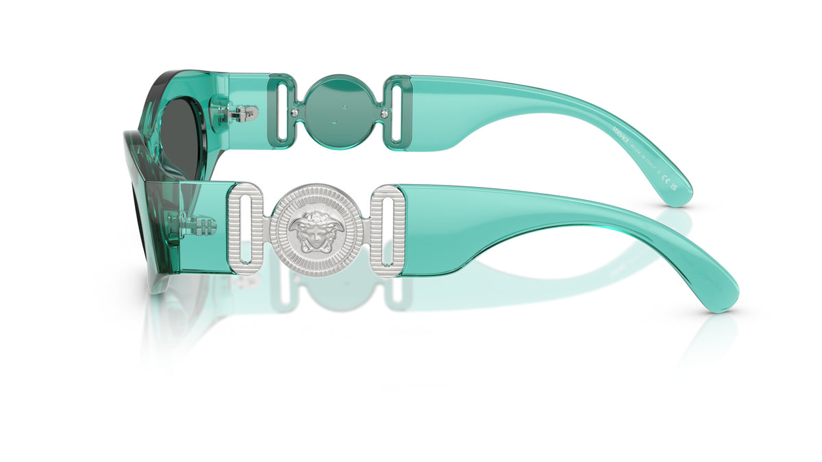 Lunettes de soleil Versace VE4480U 552987 – Opaline vert océan – vue de profil.