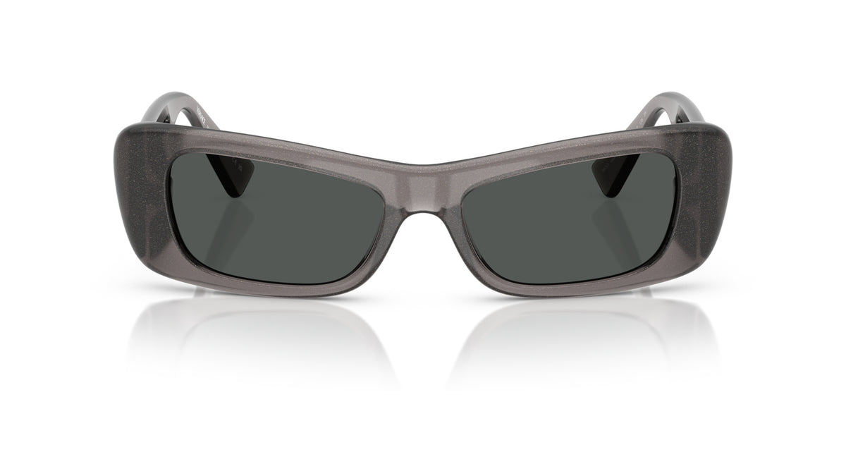 Lunettes de soleil Versace VE4481 550287 – Transparent pailleté gris – vue de face.