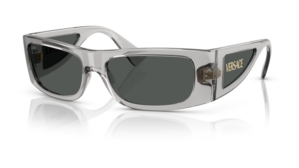 Lunettes de soleil Versace VE4482 530587 – Gris transparent – vue de trois quarts.