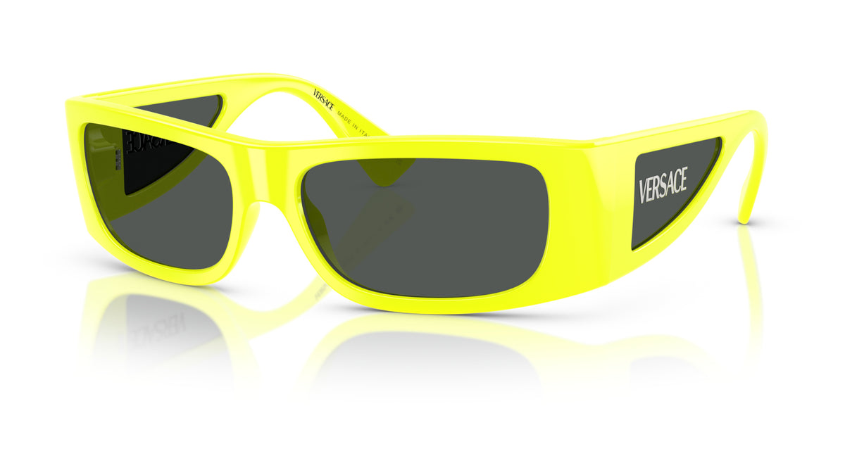Lunettes de soleil Versace VE4482 544987 – Jaune fluo – vue de trois quarts.
