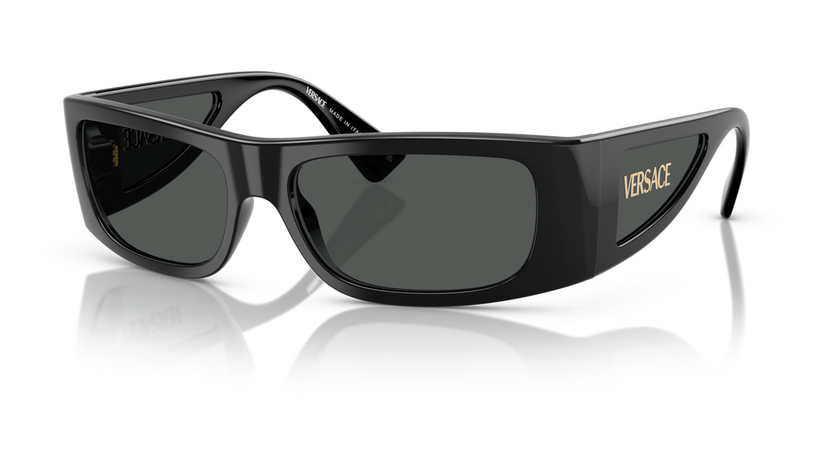 Lunettes de soleil Versace VE4482 GB1/87 – Noir – vue de trois quarts.