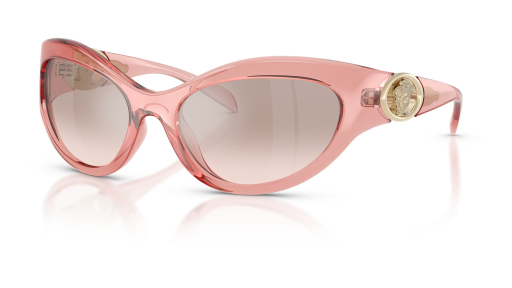 Lunettes de soleil Versace VE4485 53228Z – Rose transparent – vue de trois quarts.
