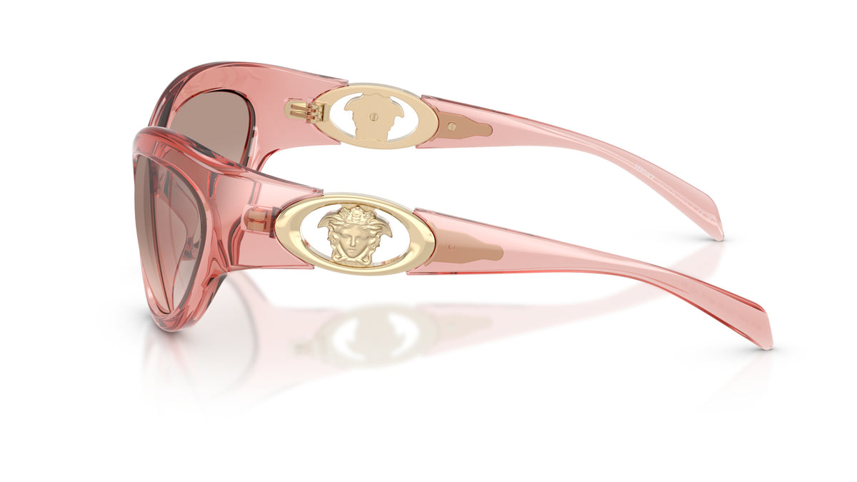 Lunettes de soleil Versace VE4485 53228Z – Rose transparent – vue de profil.