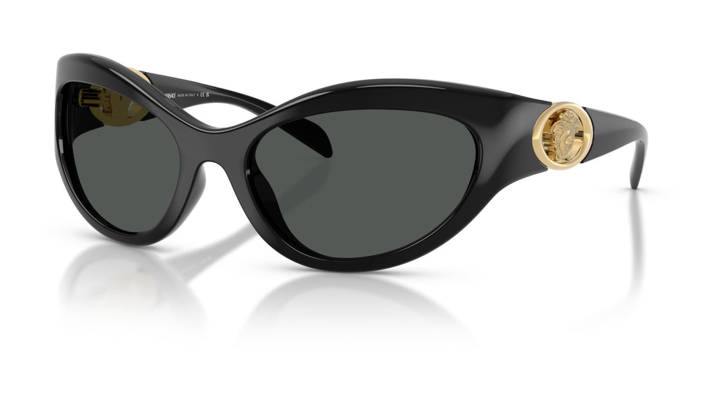 Lunettes de soleil Versace VE4485 GB1/87 – Noir – vue de trois quarts.