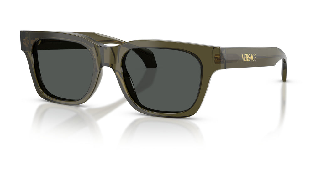 Lunettes de soleil Versace VE4486 554287 – Transparent Vert – vue de trois quarts.