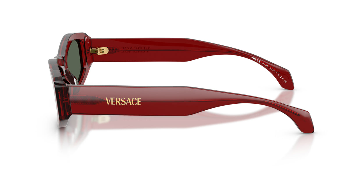 Lunettes de soleil Versace VE4487 551271 – Bordeaux transparent – vue de profil.