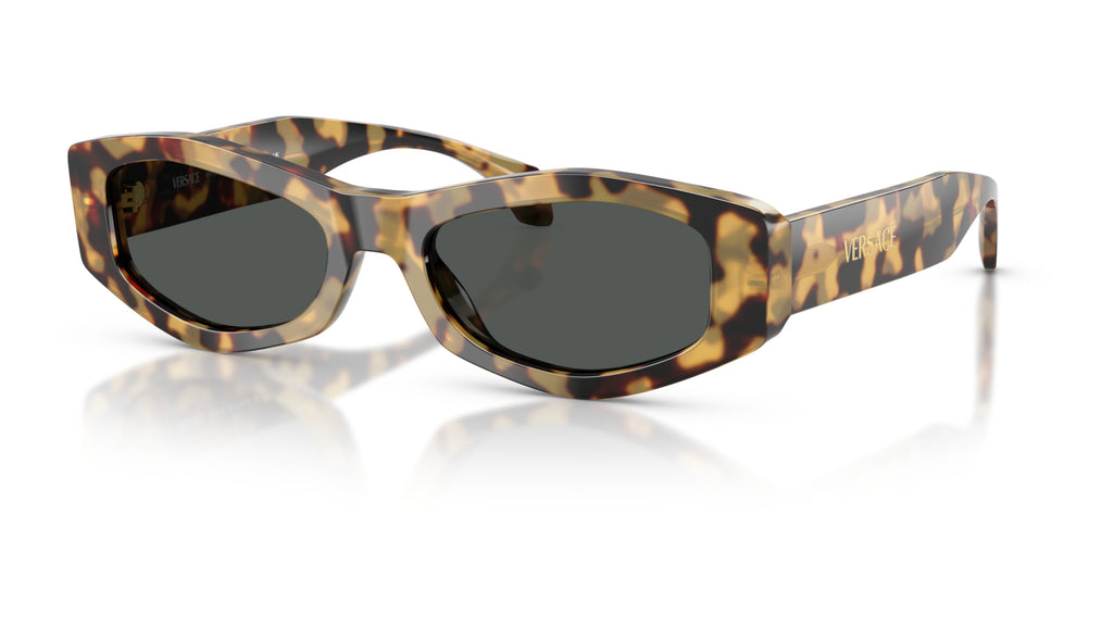 Lunettes de soleil Versace VE4487 777/87 – Brown/Yellow Havana – vue de trois quarts.