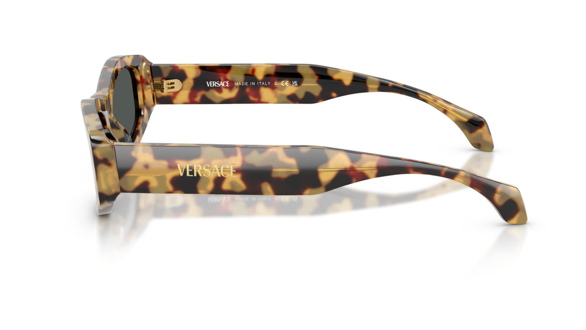 Lunettes de soleil Versace VE4487 777/87 – Brown/Yellow Havana – vue de profil.