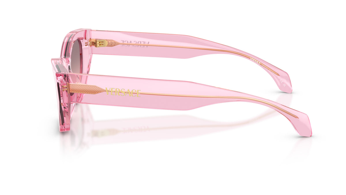 Lunettes de soleil Versace VE4488U 53705M – Rose transparent – vue de profil.