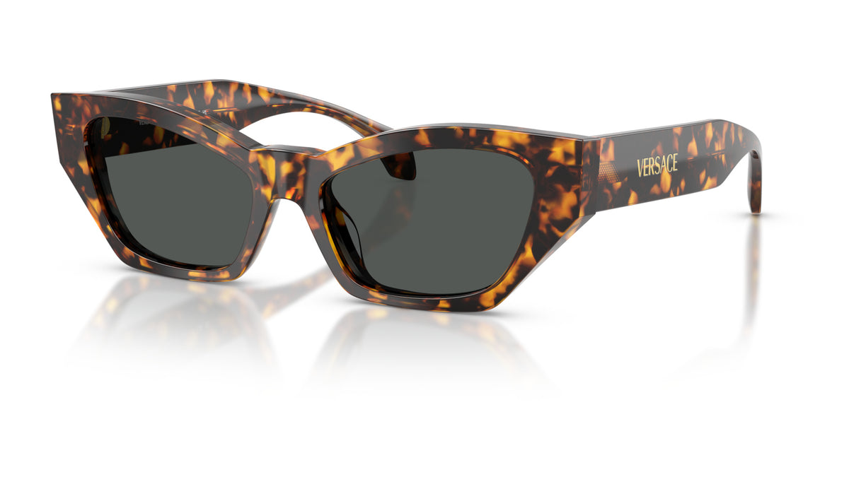 Lunettes de soleil Versace VE4488U 551487 – Écaille de tortue Havana – vue de trois quarts.