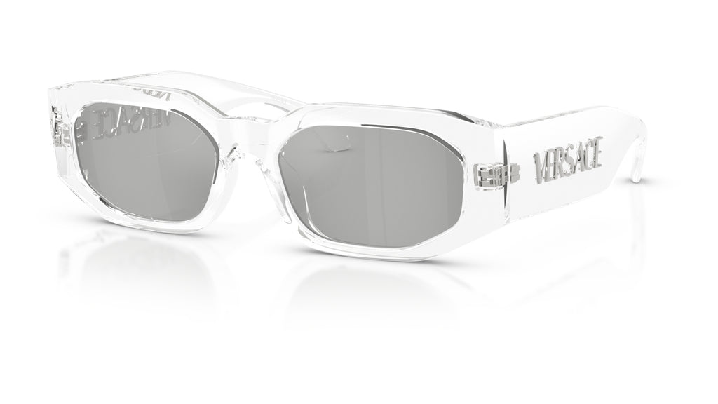 Lunettes de soleil Versace VE4489U 148/8V – Transparent – vue de trois quarts.