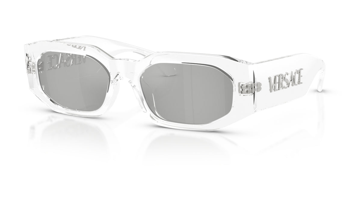 Lunettes de soleil Versace VE4489U 148/8V – Transparent – vue de trois quarts.