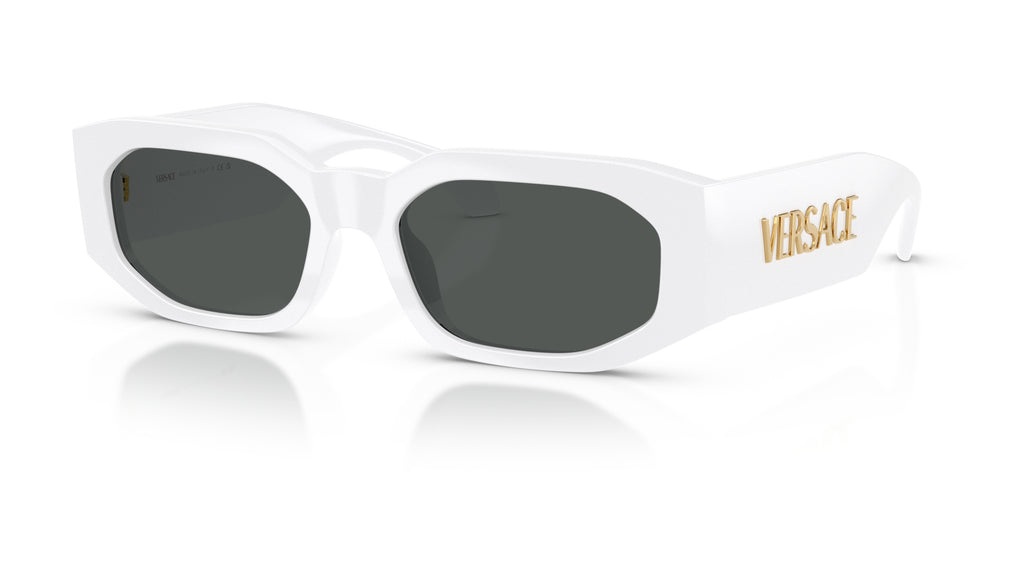 Lunettes de soleil Versace VE4489U 314/87 – Blanc – vue de trois quarts.