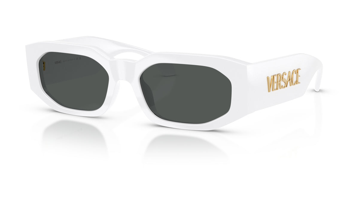 Lunettes de soleil Versace VE4489U 314/87 – Blanc – vue de trois quarts.