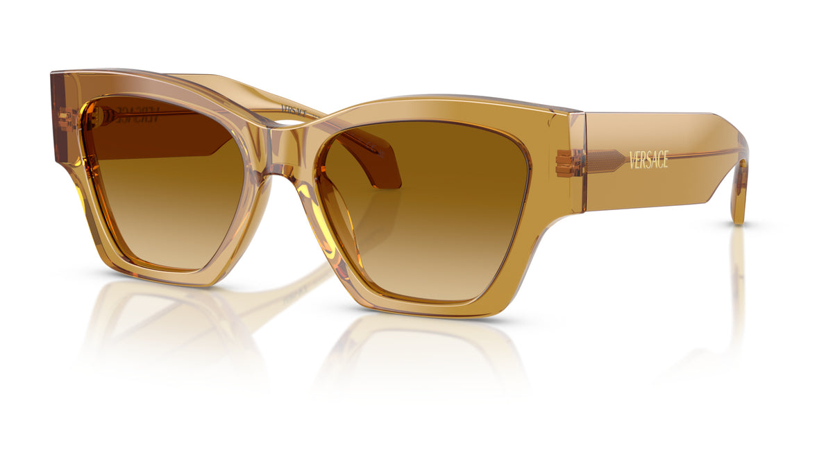 Lunettes de soleil Versace VE4492U 53472L – Transparent Miel – vue de trois quarts.