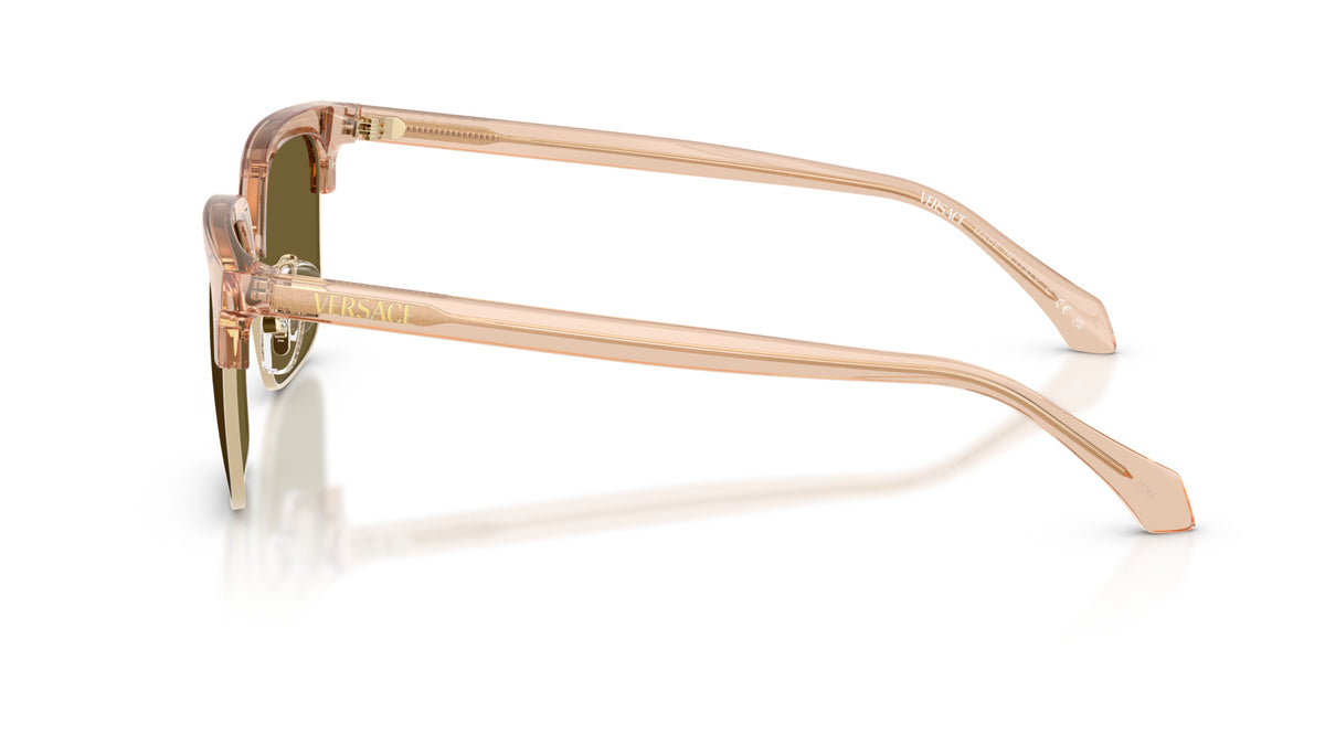 Lunettes de soleil Versace VE4494D 551883 – Transparent Marron – vue de profil.