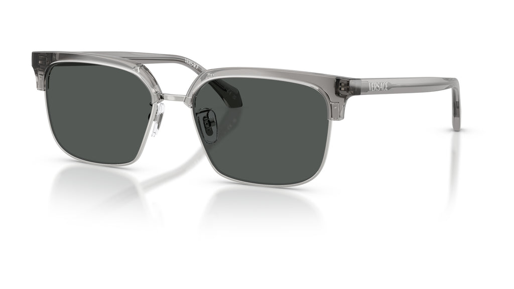 Lunettes de soleil Versace VE4494D 593/87 – Transparent Gris – vue de trois quarts.