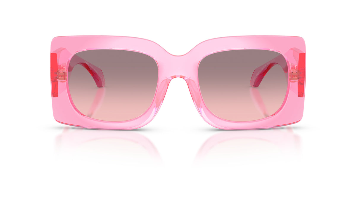 Lunettes de soleil Versace VE4496U 53705M – Rose transparent – vue de face.
