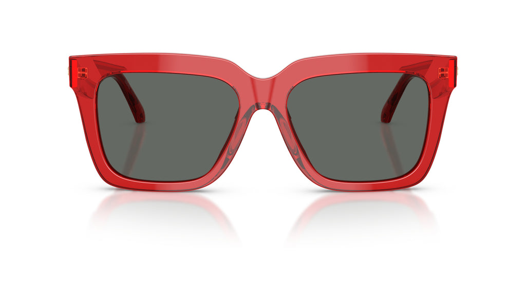 Lunettes de soleil Versace VE4498 528087 – Rouge transparent – vue de face.