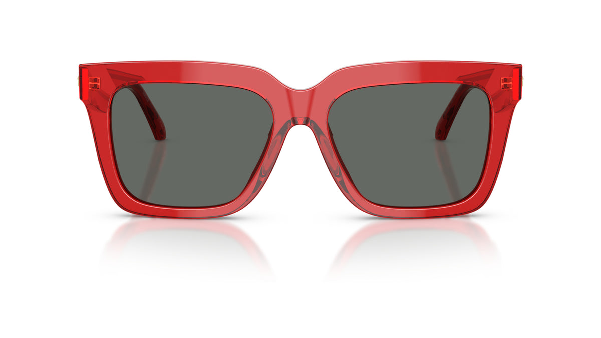 Lunettes de soleil Versace VE4498 528087 – Rouge transparent – vue de face.