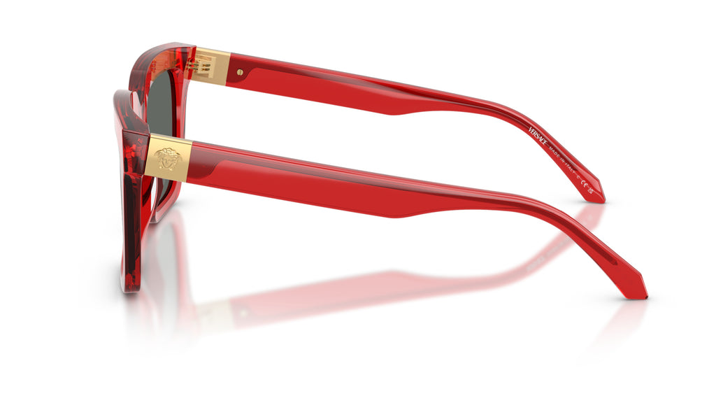 Lunettes de soleil Versace VE4498 528087 – Rouge transparent – vue de profil.