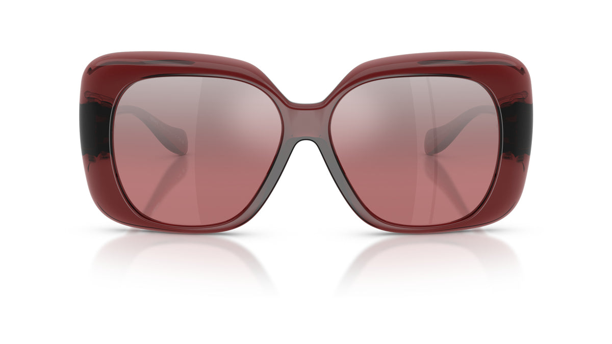 Lunettes de soleil Versace VE4499U 55397E – Rouge transparent – vue de face.