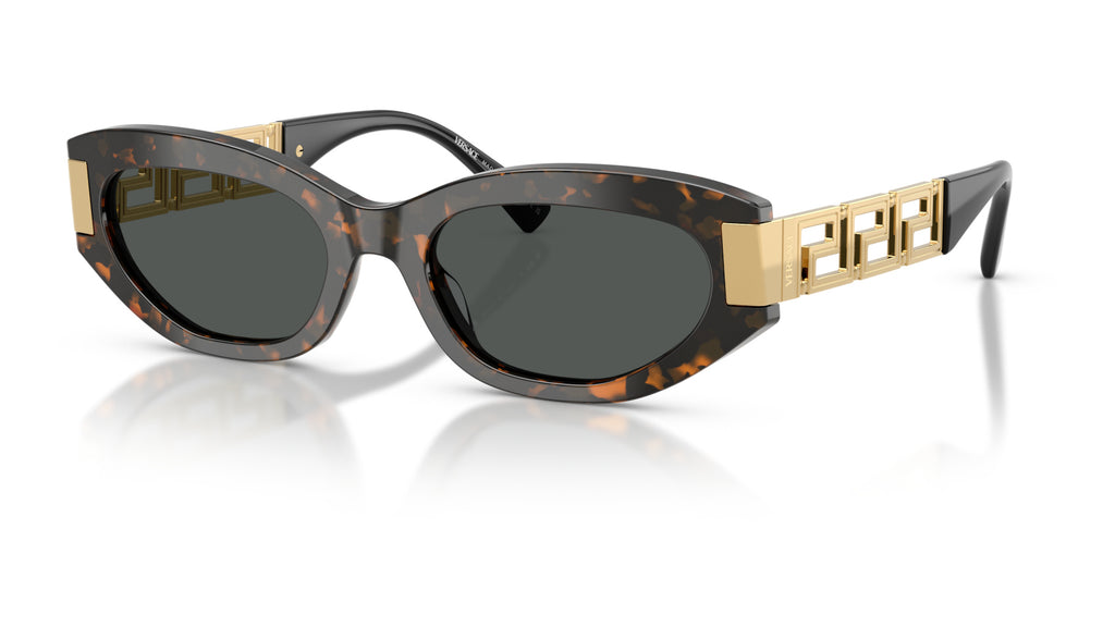 Lunettes de soleil Versace VE4501 552887 – Marron Écaille de tortue – vue de trois quarts.