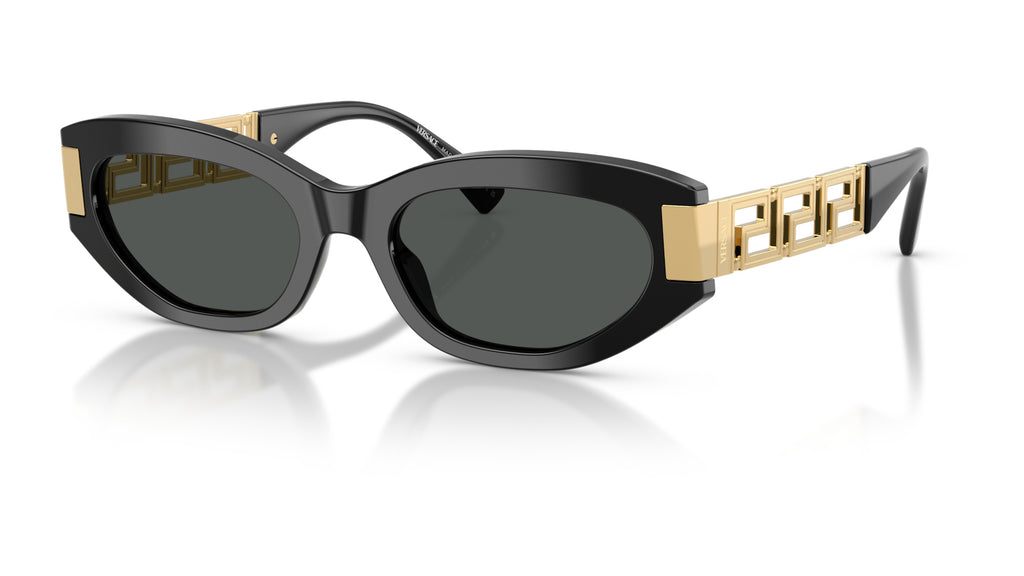 Lunettes de soleil Versace VE4501 GB1/87 – Noir – vue de trois quarts.